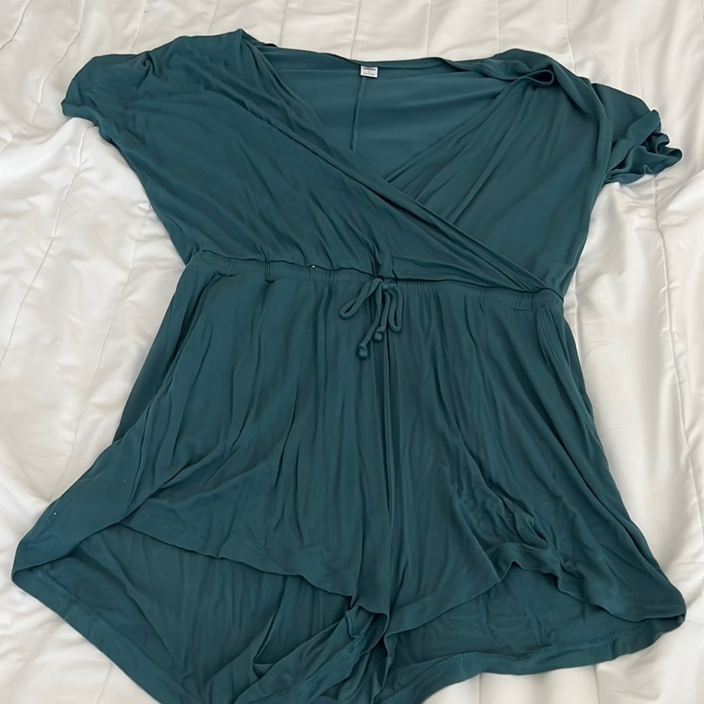 Teal Romper with Tie Cinch Waist